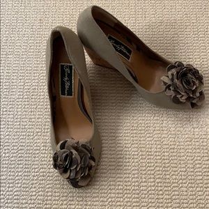 Beverly Feldman open toe wedge heel pump